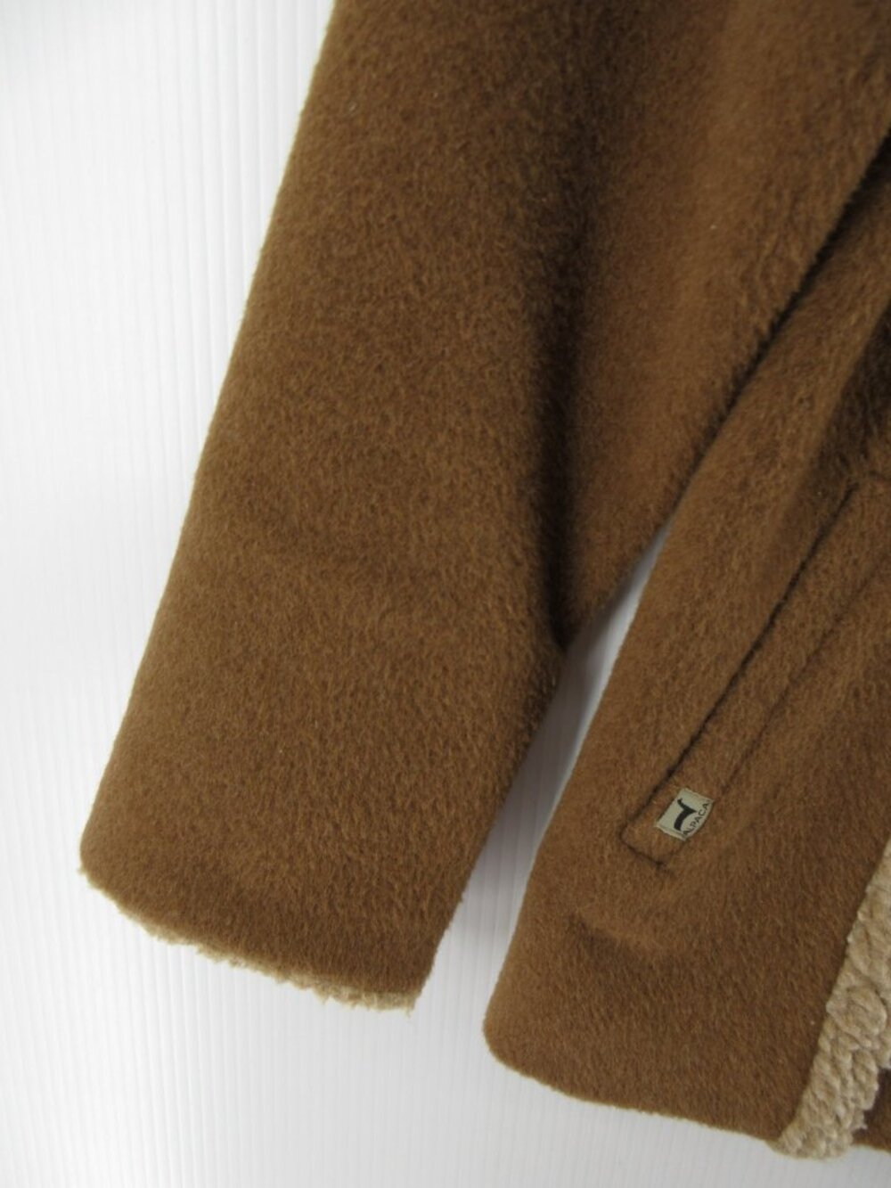 Peruvian Link Jacket Small Alpaca Open Western Teddy Fleece Trim - Picture 3 of 12
